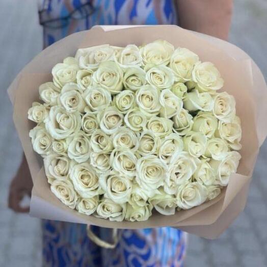 51 premium white roses