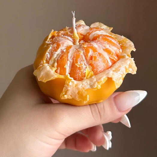 Handmade Tangerine Candle with tangerine scent - მანდარინი სანთელი
