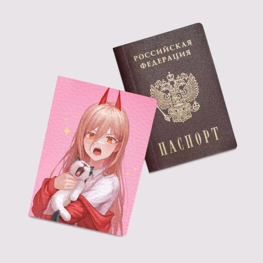 Обложка на паспорт женская, для документов "Человек бензопила"