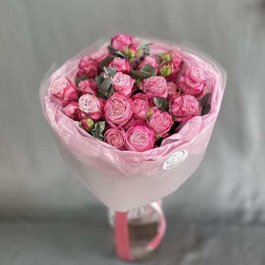 Моно букет из малиновых пионовидных роз 5шт💕
