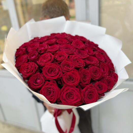 Красные розы 49шт