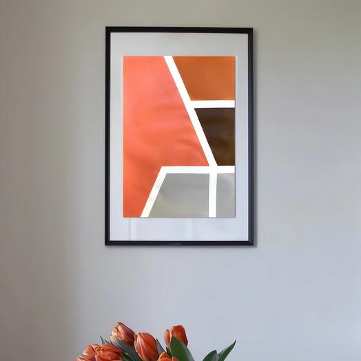 Коричнево-оранжевая абстракция в подарок для начальника- картина в интерьер