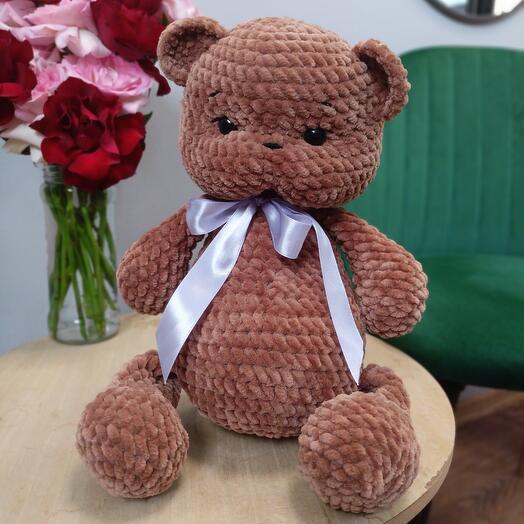 Плюшевый кот в шоколадном цвете (ручная работа)