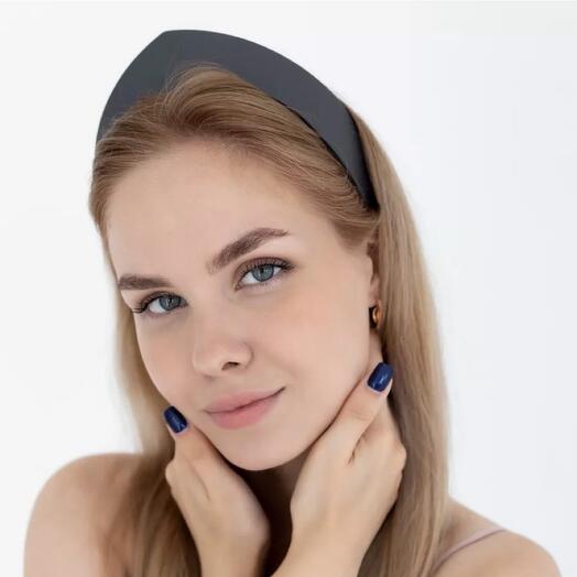 Gray eco-leather kokoshnik