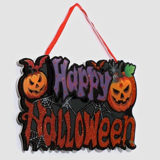 Декоративная светящаяся подвеска - украшение «Happy halloween», 15×26 см