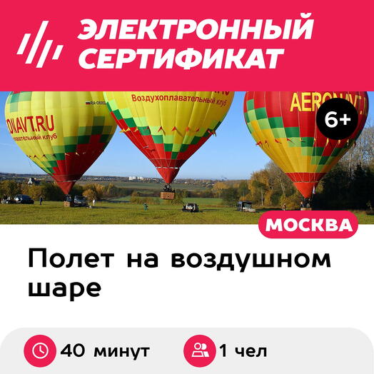 Подарочный сертификат Групповой полет на воздушном шаре (1 человек) (Московская область)