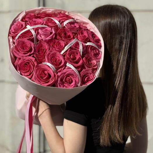 Букет из 25 малиновый роз 💓
