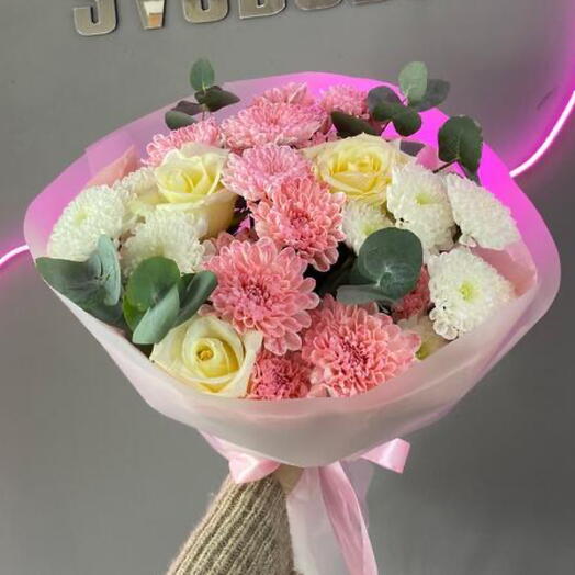 Букет с хризантемой и розой🌸