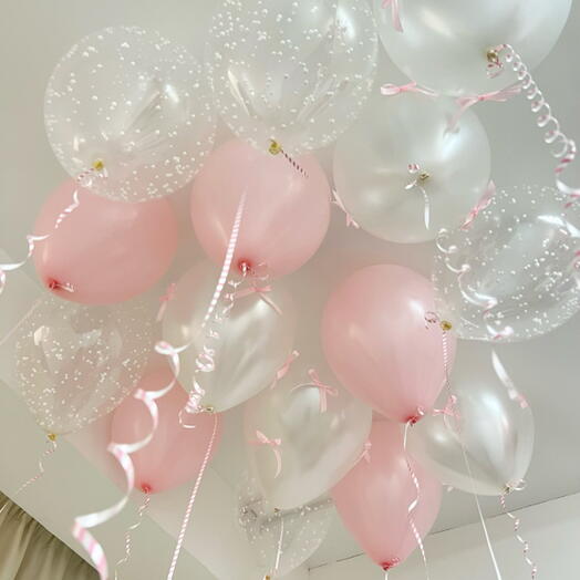 Гелиевые шары под потолок для девочки 15 шт