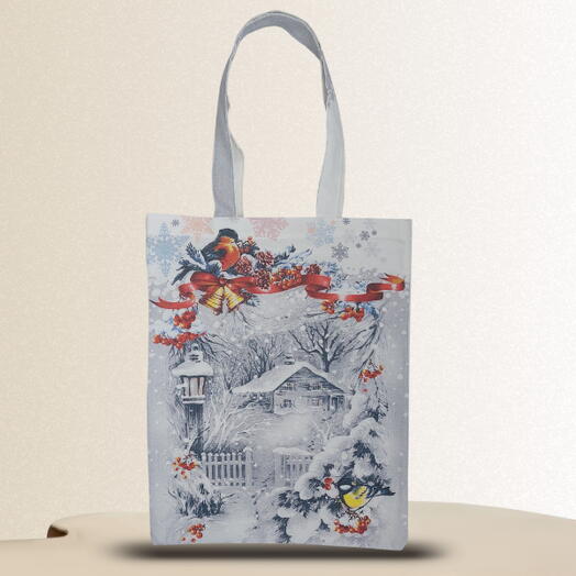 Зимний шоппер из ткани с птичками