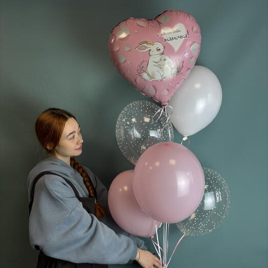Нежный набор из 5 латексных шаров и одного акцент-шара