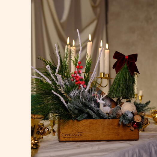Новогодняя композиция в ящике 🎄