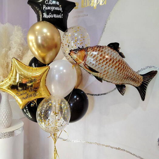 Набор шаров с фигурой рыбы и звёздами — праздничный сюрприз 🐟