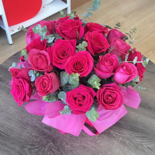 Pink Roses in a Basket