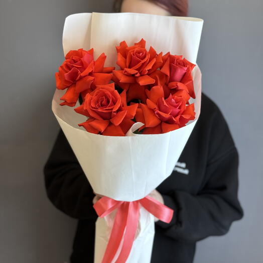 Монобукет из французских роз «Нина» 5 шт.🌹