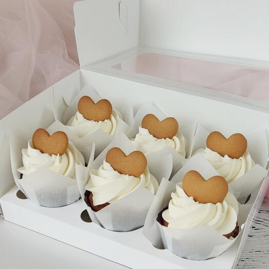 Капкейки с сердцем (6 шт)
