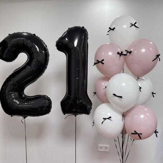 Воздушные шары на 21 год "Люблю бантики"