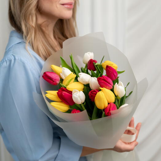 Букет из 25 тюльпанов Микс - Цветочная сказка