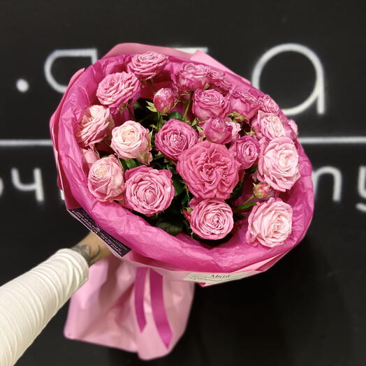 Букет из пионовидной кустовой розы «Pink»