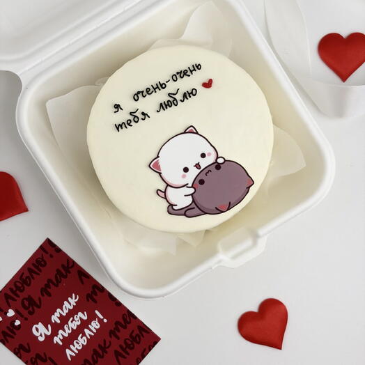 Бенто торт с котиками «я очень тебя люблю»