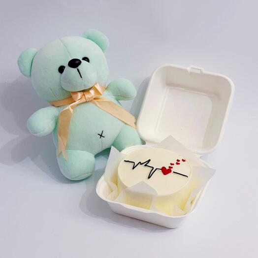 Бенто торт «День влюбленных» и плюшевый мишка