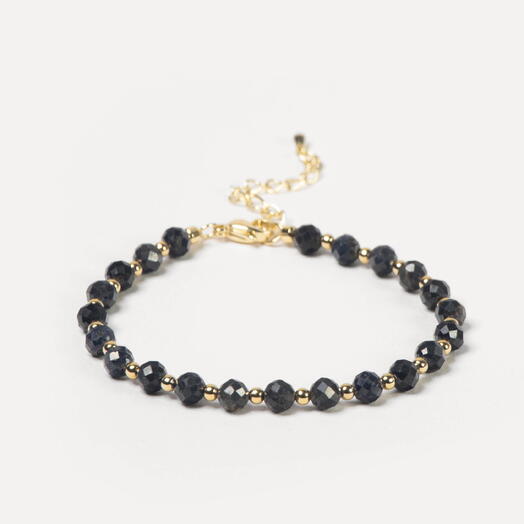 Браслет Ваниль Синий корунд 14K 17 см (BRA1096)