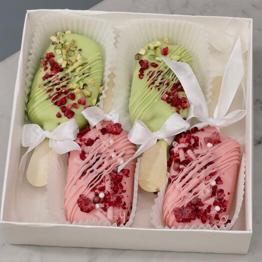 Чизкейк эскимо на палочке «Клубника и Малина-фисташка»