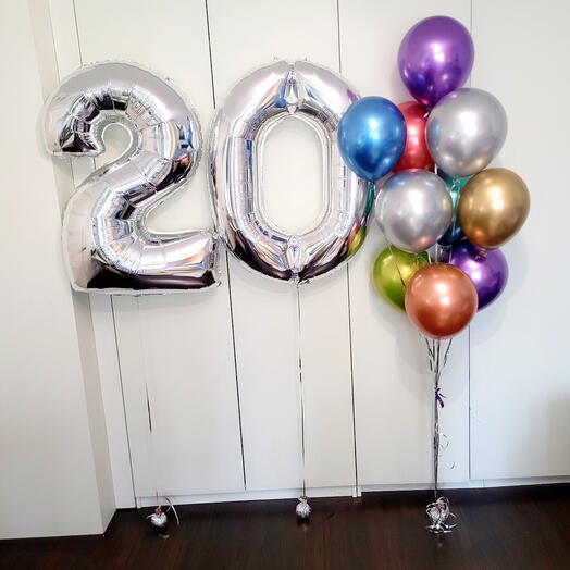 Two foil numbers + 10 balls chrome