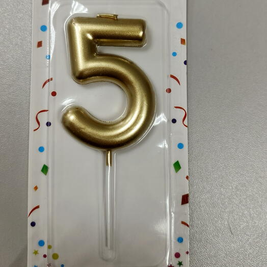 Свеча цифра - 5 золотая