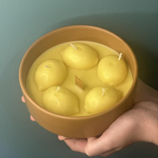 Большая свеча ручной работы с лимонами🍋