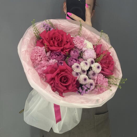 Букет яркий 🌸 французская Роза 🌺🥐 пионовидная кустовая Роза 💖💖💖