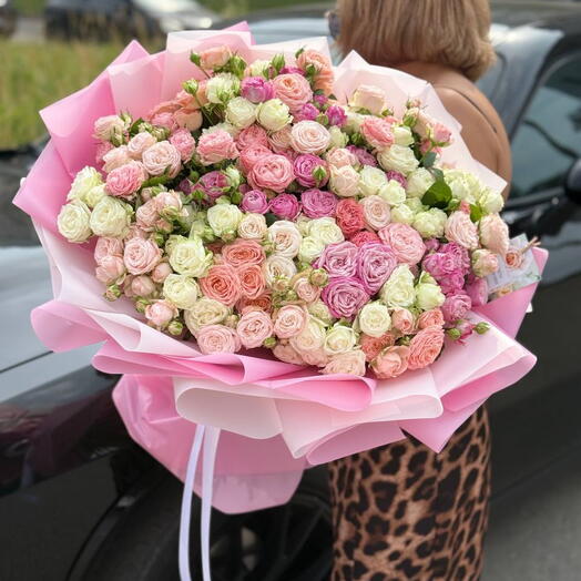 Роскошный большой букет из кустовых роз, вау эффект 😍