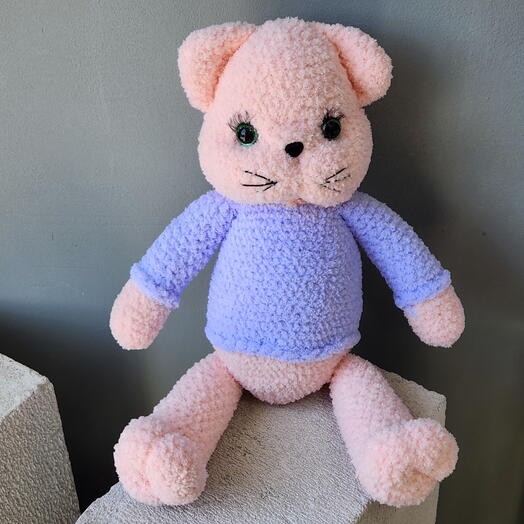 Кошечка розовая в свитере игрушка
