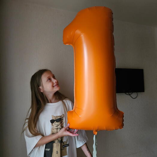 Шар цифра 1 фольгированная 102см с гелием-1шар