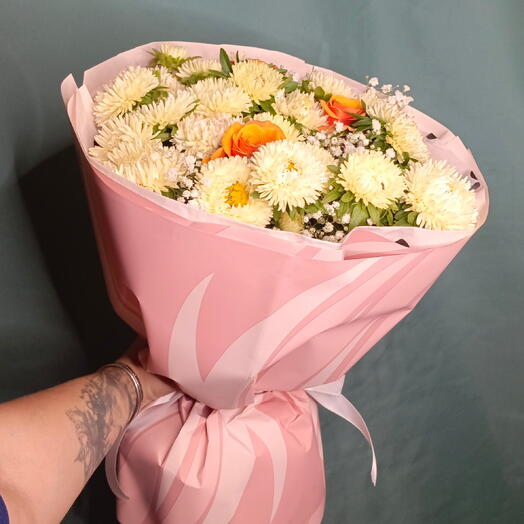 Букет с астрой и розой 🌹