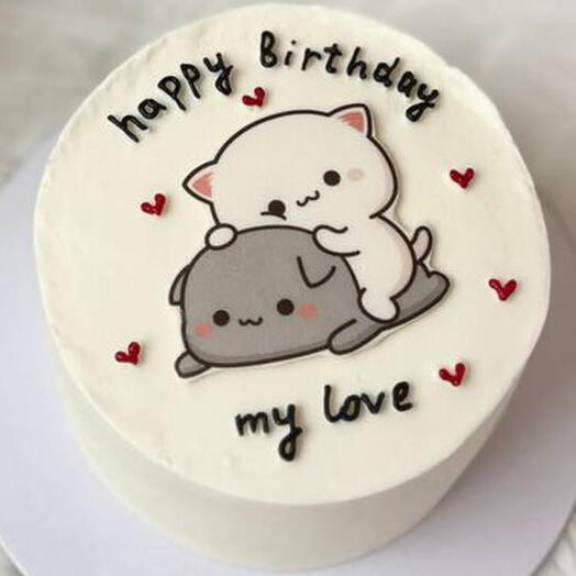 Бенто-торт с котиками happy birthday my love