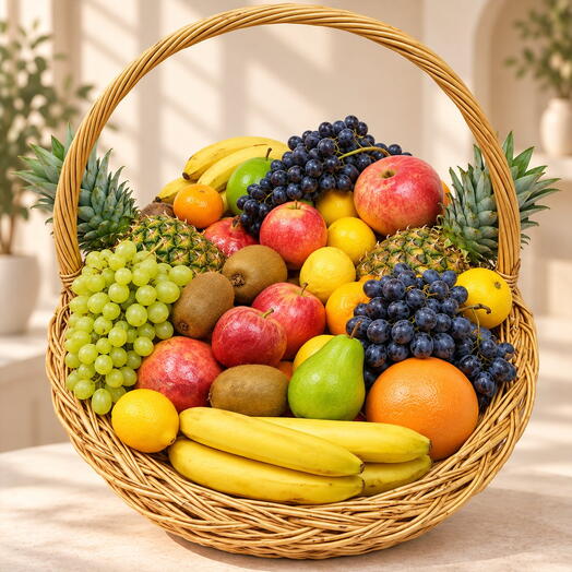 Cesta de frutas "Fruit Majesty" / peso: 19 kg / Tamaño: 46*38*75 / fruta fresca / set de regalo / cesta de regalo