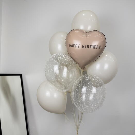 Шары happy birthday на атласных лентах