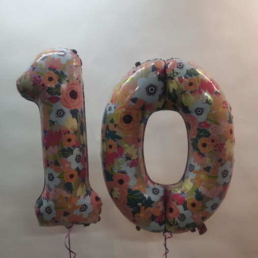 Набор шаров 10 лет, шары с гелием, шары на день рождения