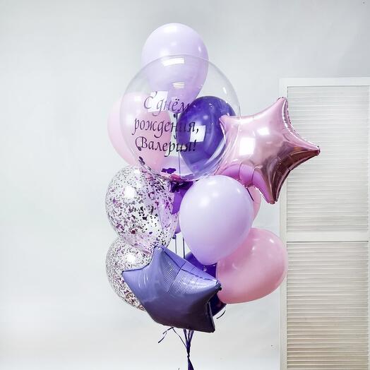 Lilac fountain with bubbles