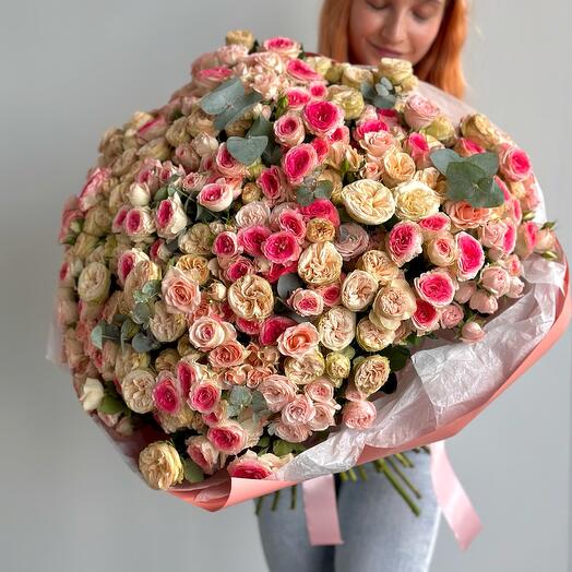 Enorme ramo de 70 arbustos de rosas peonías de 60 cm