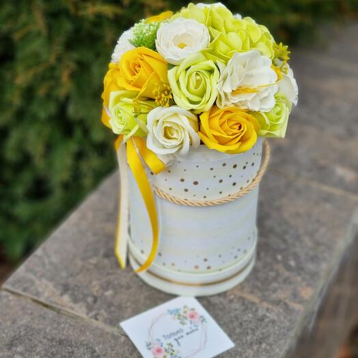 A bright bouquet of soap roses