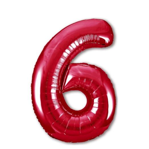 Шар-цифра "6" гелиевый, цвет красный     