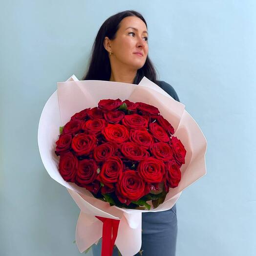 Бордовая роза (25 шт)