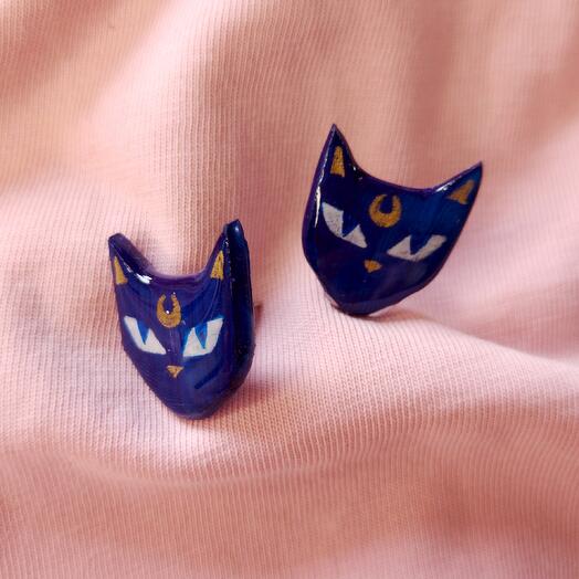 Handmade earrings "Moon cat"