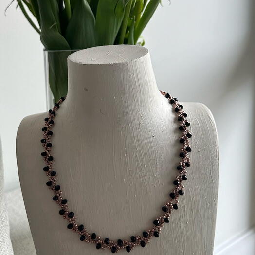 Rose gold seed and black ground seeded necklace