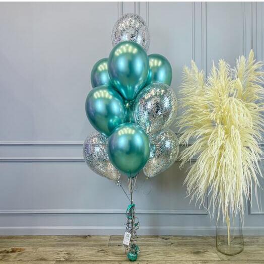 Фонтан из 10 шаров в цвете тиффани