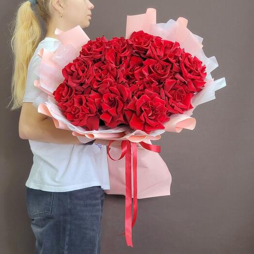 Букет из бордовых роз. Эффект вауу♥️