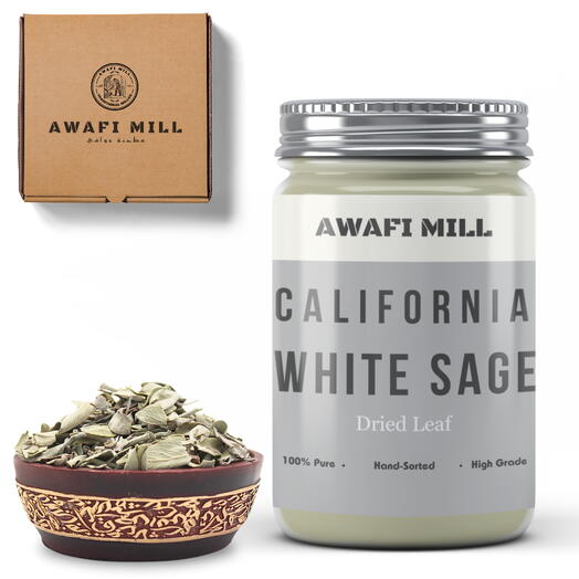 AWAFI MILL Sage Leaves Tea | California White Leaves - Bottle of 100 Gram