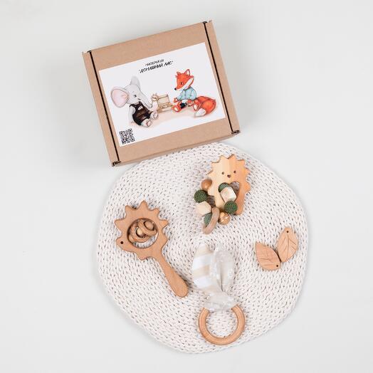 Подарочный набор для новорожденного, ежик зеленый